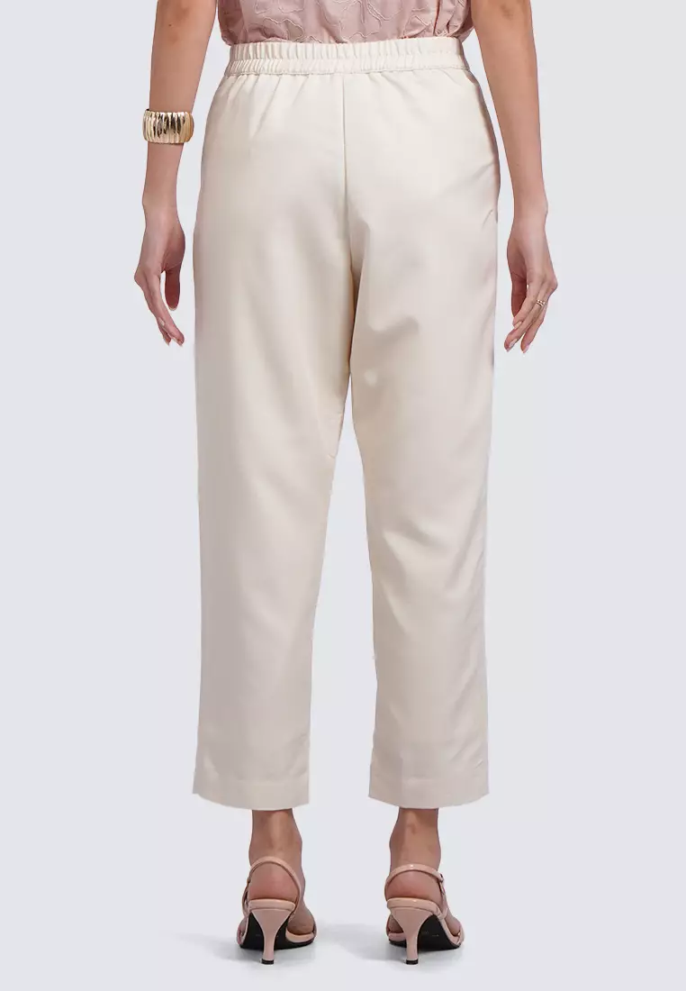 Tapered Pants with Elastic Back ECRU