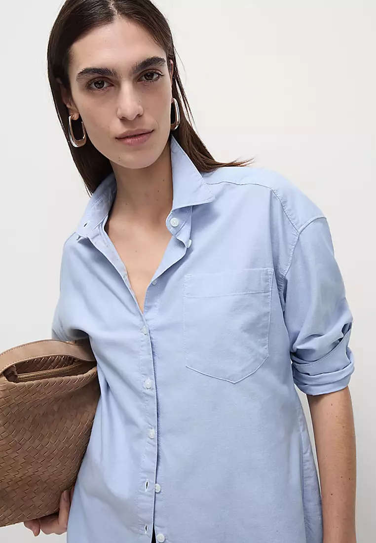 Pure Cotton Collared Oversized Shirt