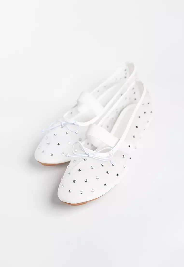 Glitter Mesh Ballerina Flats