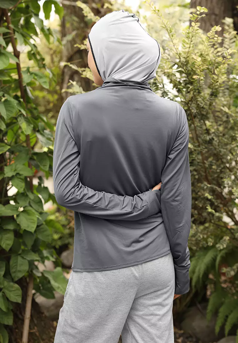 Zelena - Haya Inner Thumbhole Dry Fit | Kaos Olahraga Polos - Glacier - L