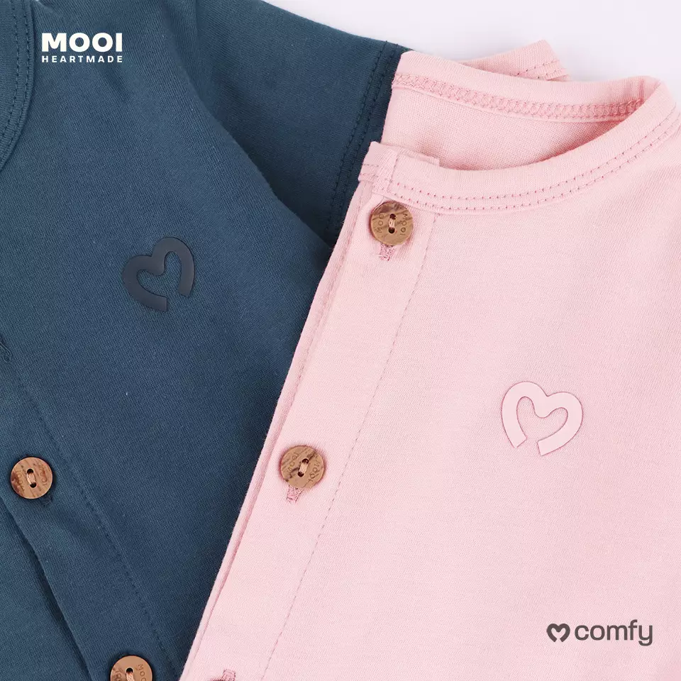 Mooi Setelan Piyama Bayi Comfy Baby Button Pajamas Set - Steel Navy