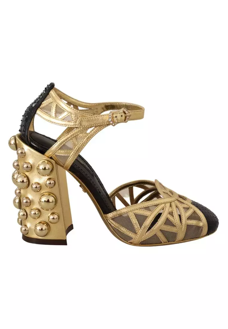 Buy Dolce Gabbana Dolce Gabbana Black Gold Leather Studded