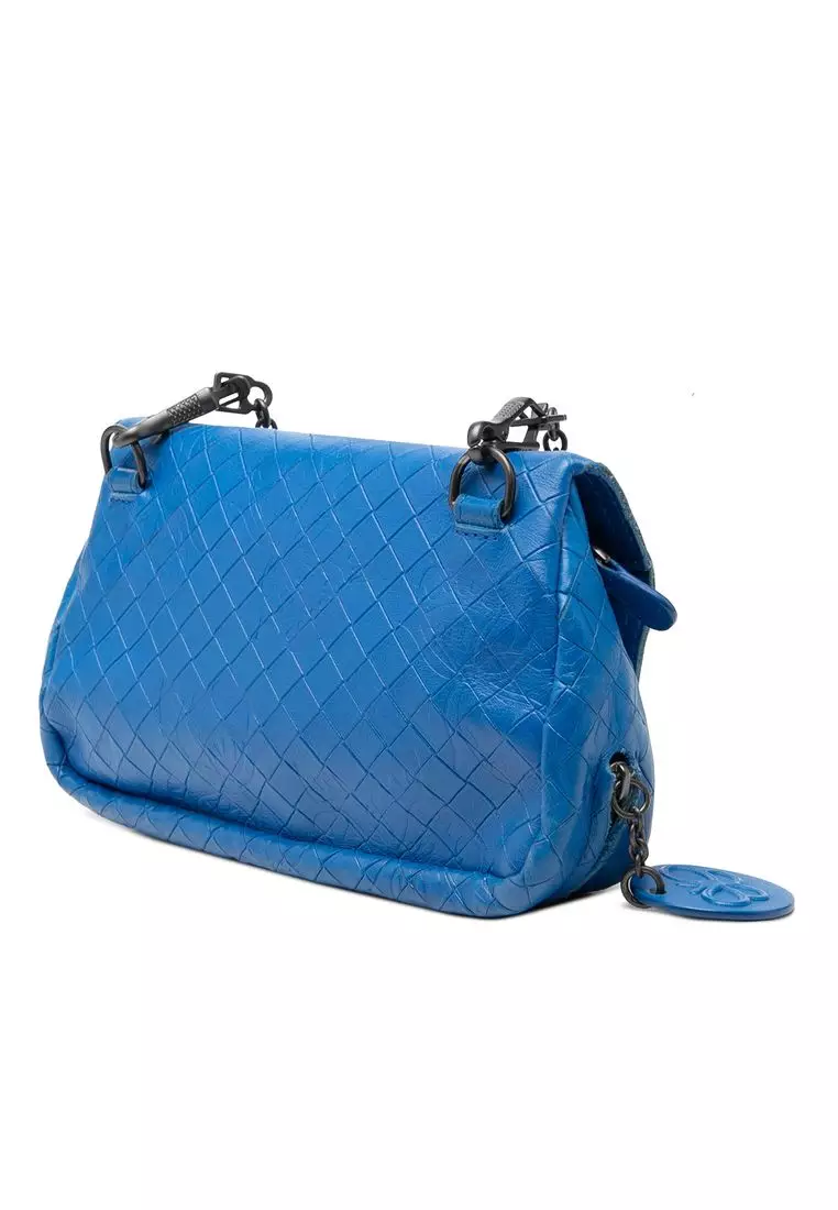 Pre-Loved Bottega Veneta Small Calfskin Intrecciomirage Embossed Butterfly Chain Crossbody