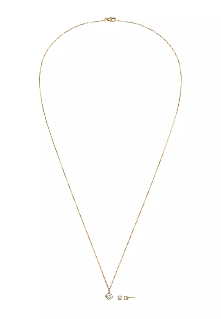 Jewelry Set Minimalis Gold Plated Embellished With Crystals By Swarovski®