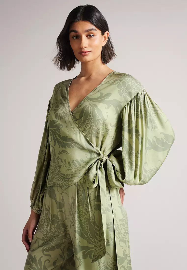 Buy Ted Baker Ted Baker Women's Voilete Wrap Top with Blouson Full Sleeve Online ZALORA Malaysia