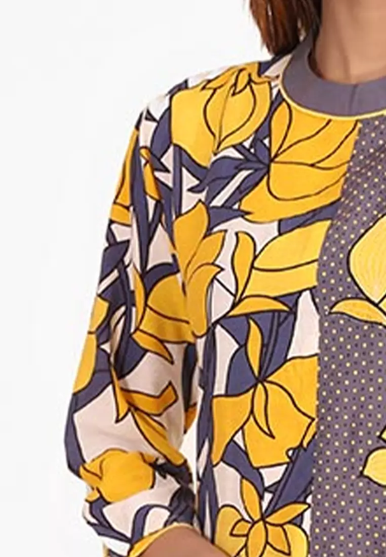 Le Reve Le Reve Grey Yellow Floral Pattern Casual Tunic 2024 Buy