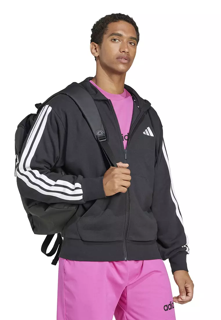 Essentials 3-Stripes French Terry Full-Zip Hoodie