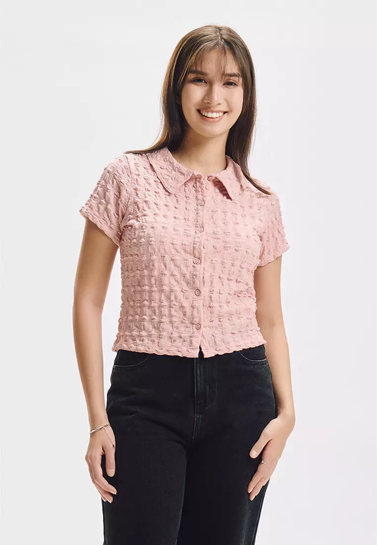 Textured Semi-Cropped Polo