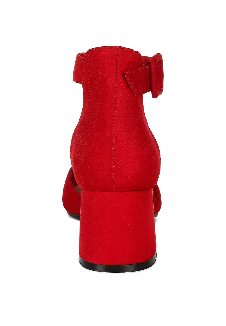 Sandal Santai Bertumit Sedang Warna Merah