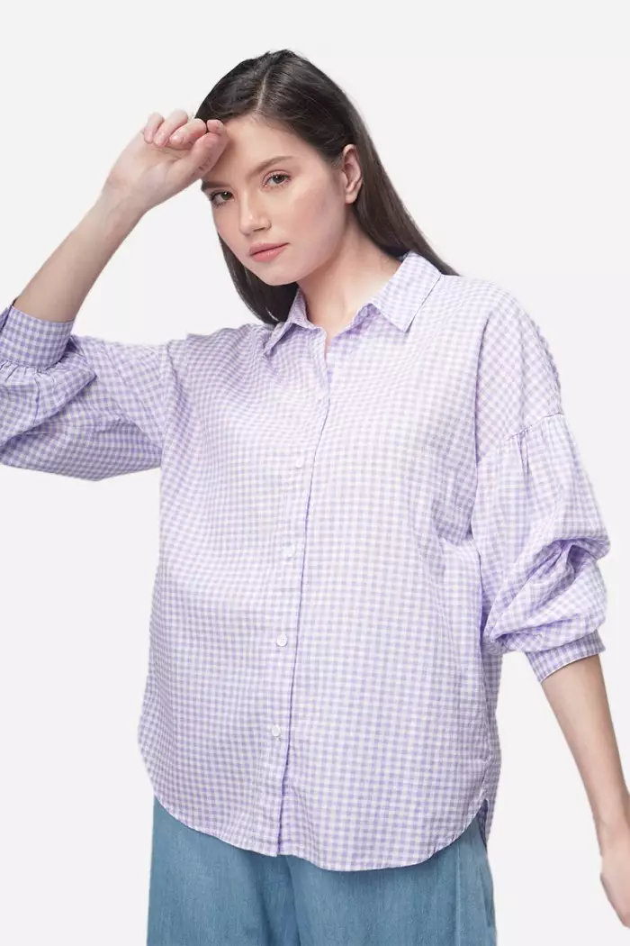 Kemeja Wanita Arianna White Lilac