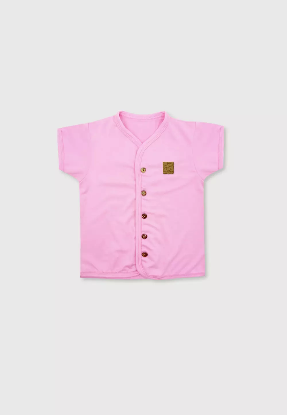 Wakakids Setelan Bayi Anak Perempuan Baju Oblong Pendek Kancing Depan Celana Pendek Basic 3917 Pink