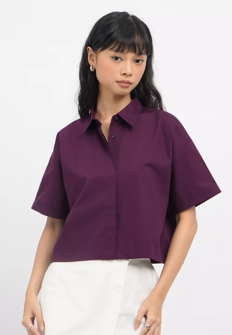 Oversized Crop Short Sleeve Shirt