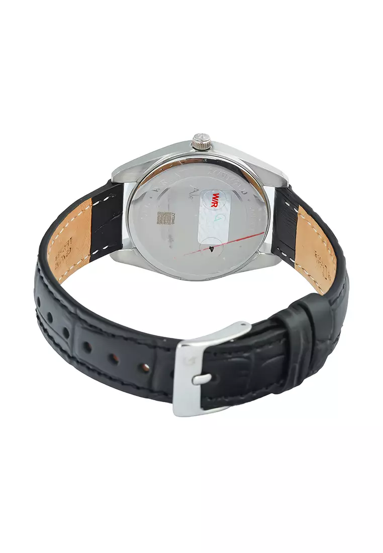 Alexandre Christie Classic Steel - Jam Tangan Analog Wanita - Silver Case Black Leather Strap - 8695LDLSSSL