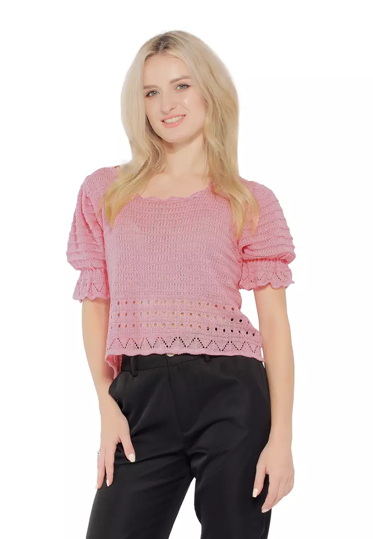 粉色經典款短袖上衣