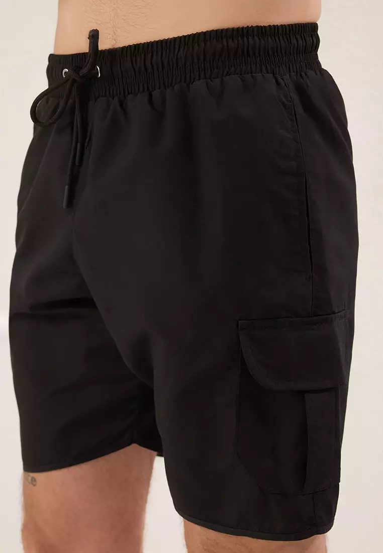 Black Cargo Pocket Standard Size Swimsuit Swim Shorts TMNSS22DS0028