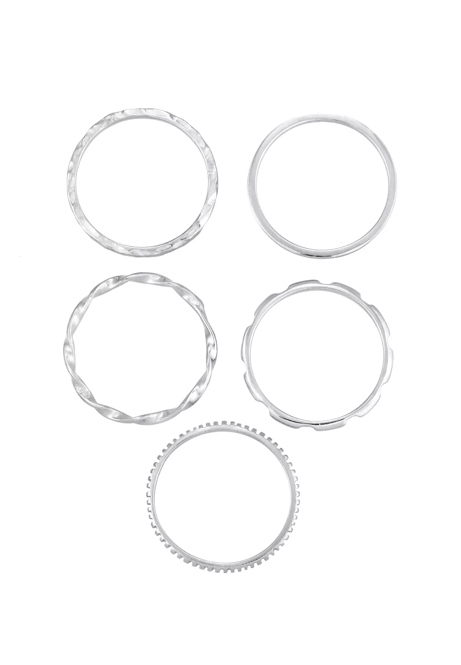 Ring Stacking Set Of 5 Basic Minimal Filigree Trend
