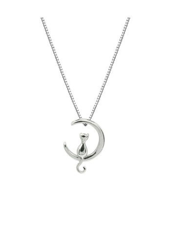 LYCKA silver LDR3206 Cat-and-Moon Necklace 060E0AC26249BFGS_1