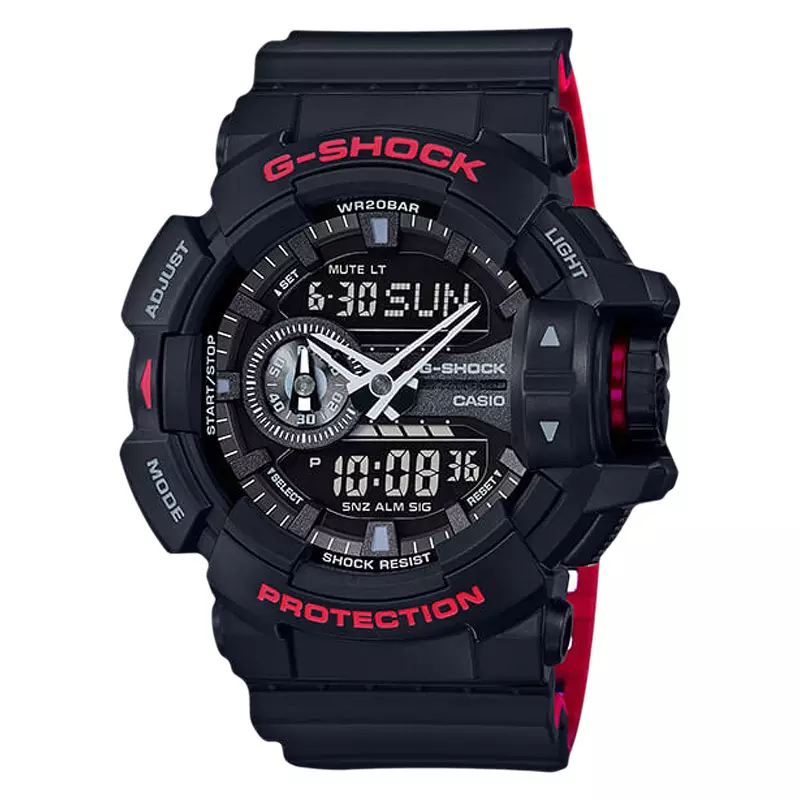 Jam Tangan Pria Analog Digital Casio G-Shock GA-400HR-1ADR GA400HR GA-400HR Black And Red Series Red Black Resin Band