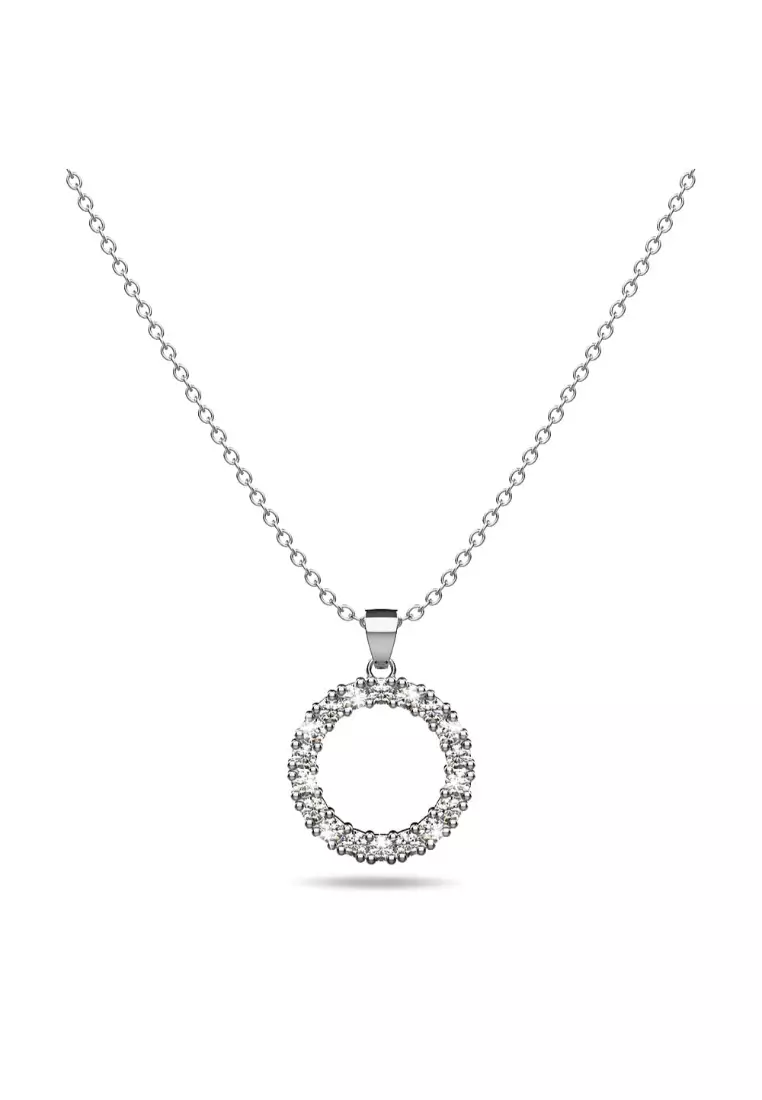 Crystal Halo Silver Necklace
