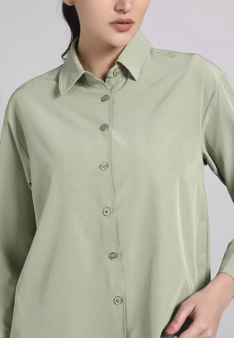 Women's SyncEase Oversized Green Shirt