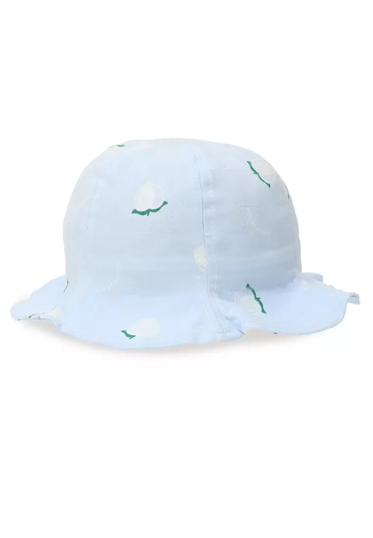 Sierra Topi Bucket Anak Perempuan Model Pita Honey Peach Toddler Hat Material Cotton ORIGINAL - Blue