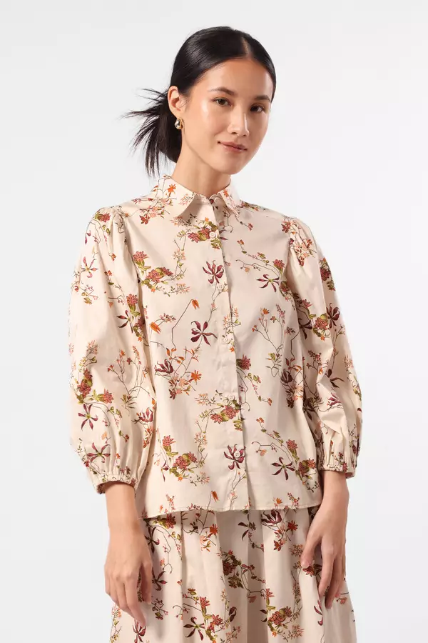 MINIMAL - Gaurine - Blus Motif Bunga - Beige Colour Beige