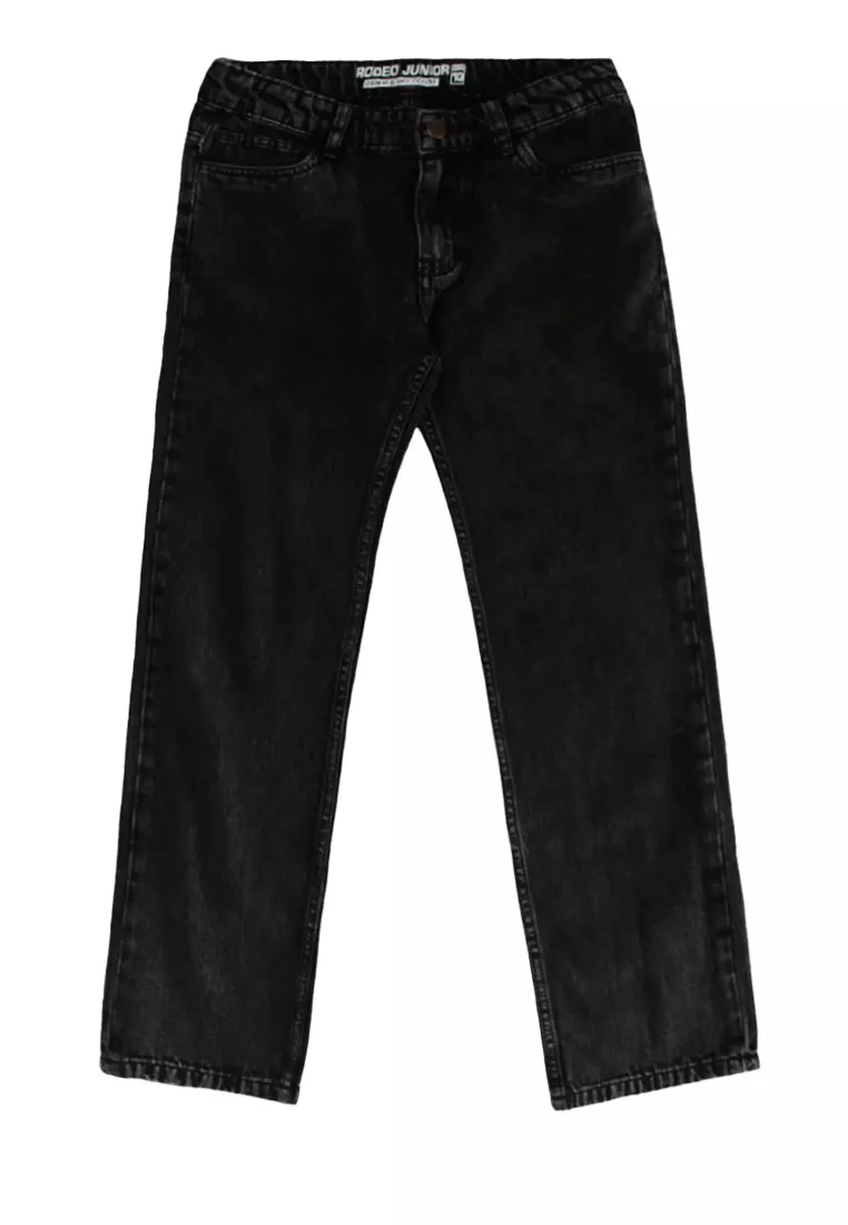 Jeans/ Celana Panjang Anak Laki/ Rodeo Junior Black Denim Embro Detail