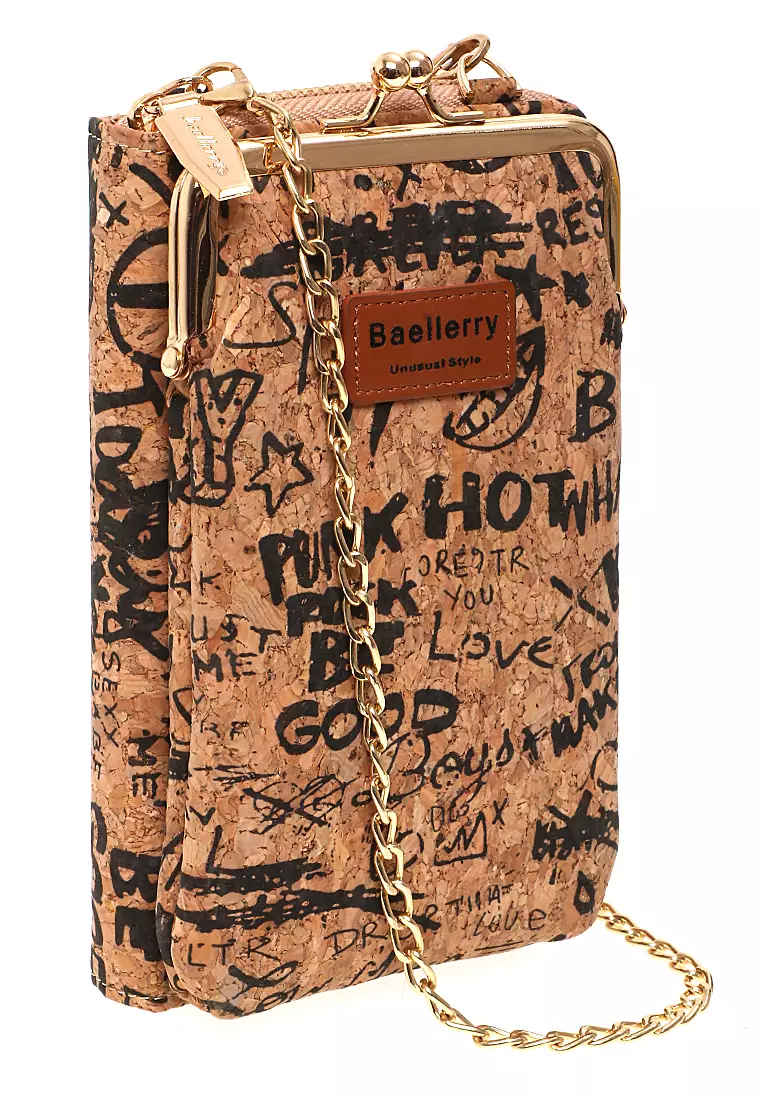 Tas Selempang Wanita Dompet Sling Bag Motif Huruf Multifungsi Many Slot Material Kulit Leather ORIGINAL