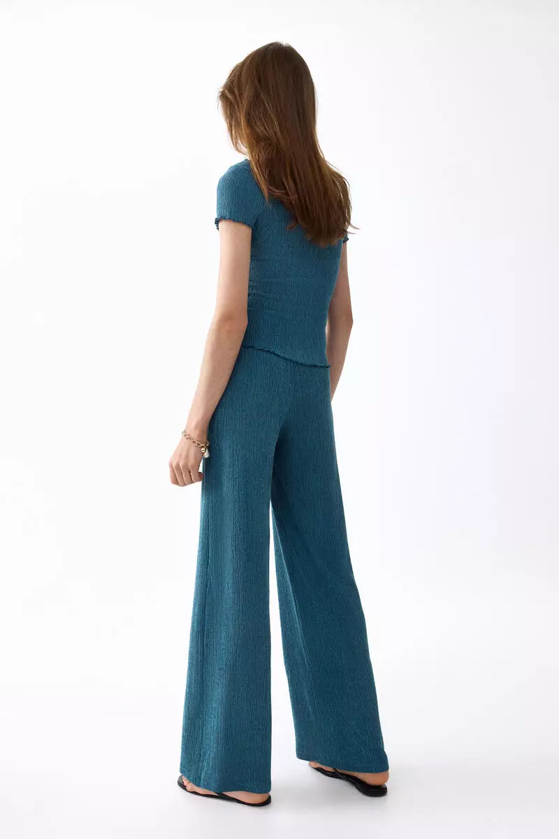 Crinkled jersey trousers