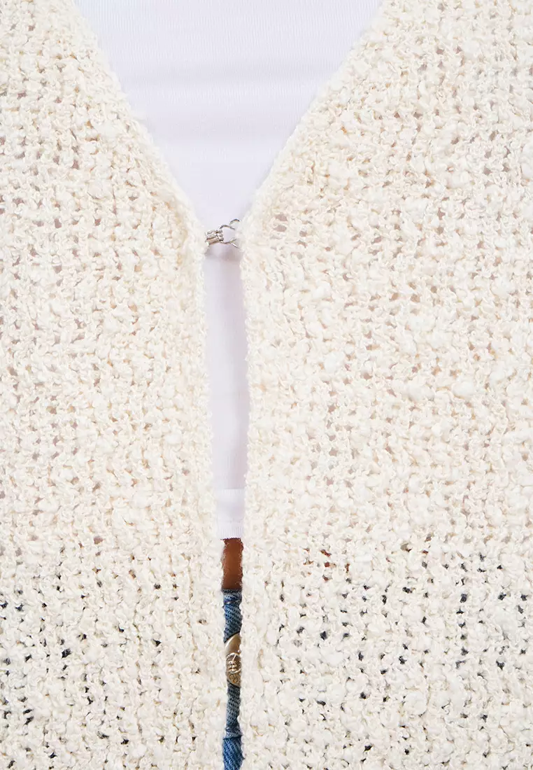 Open Front Textured Knit Vest