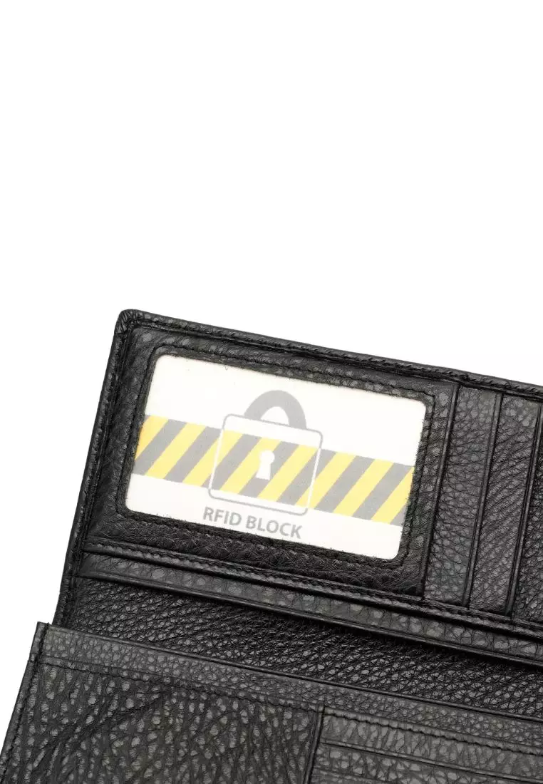 Men's RFID Bi Fold Genuine Leather Long Wallet