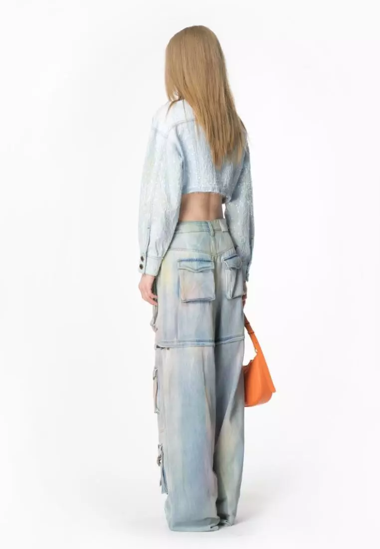 Buy PINKO Cropped denim jacket with sequins 2025 Online | ZALORA