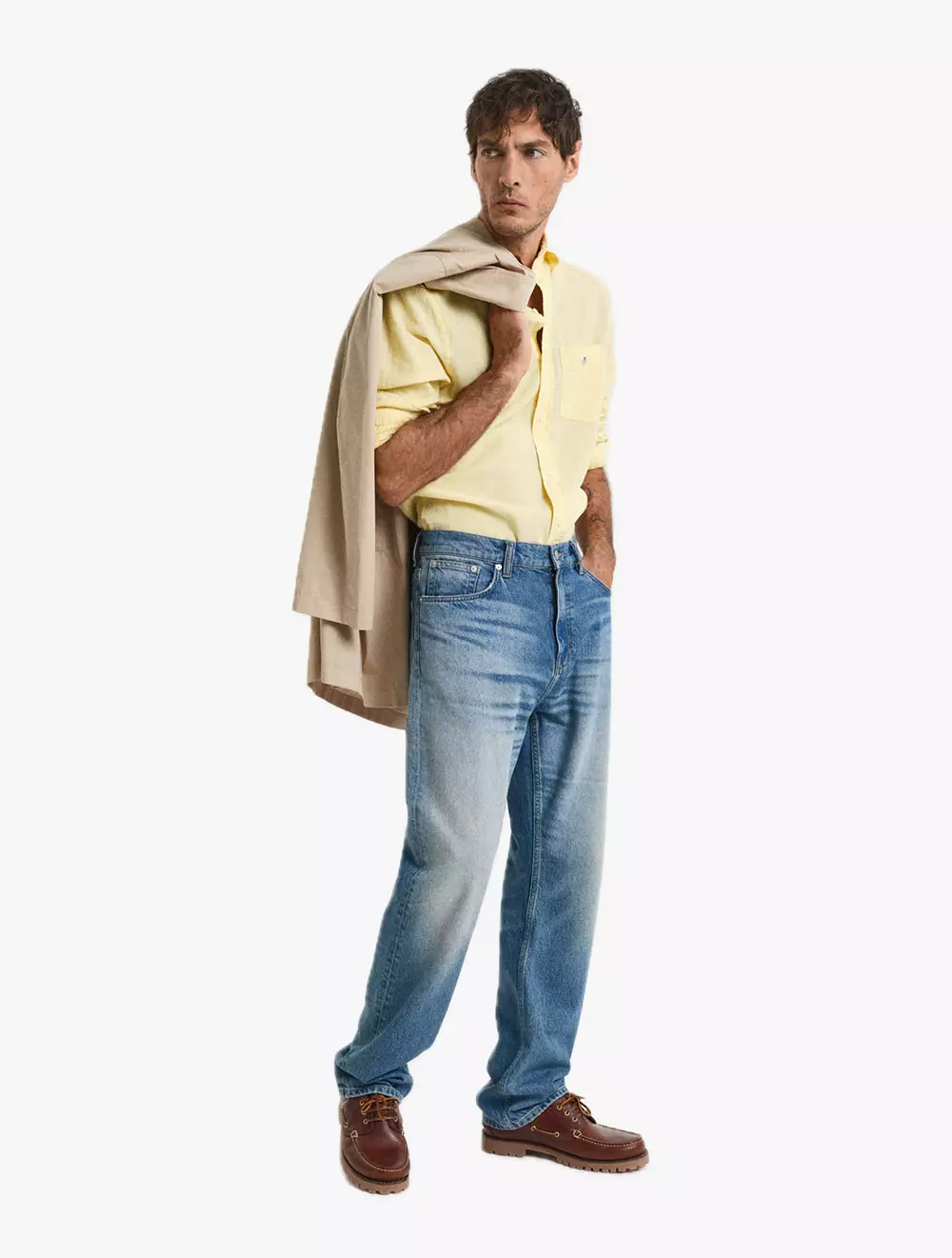 GANT - Pakaian Pria - Reg Cotton Linen Shirt - Banana Yellow