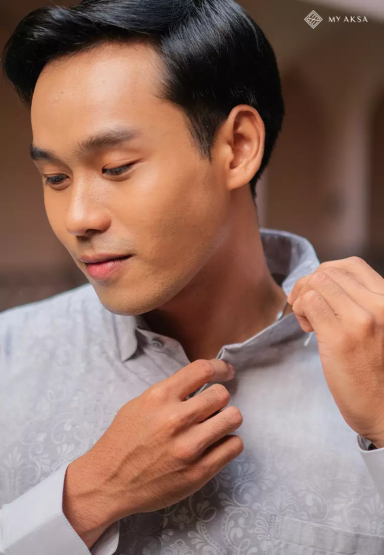 My Aksa Kemeja Batik Pria Lengan Pendek Al Barra Grey