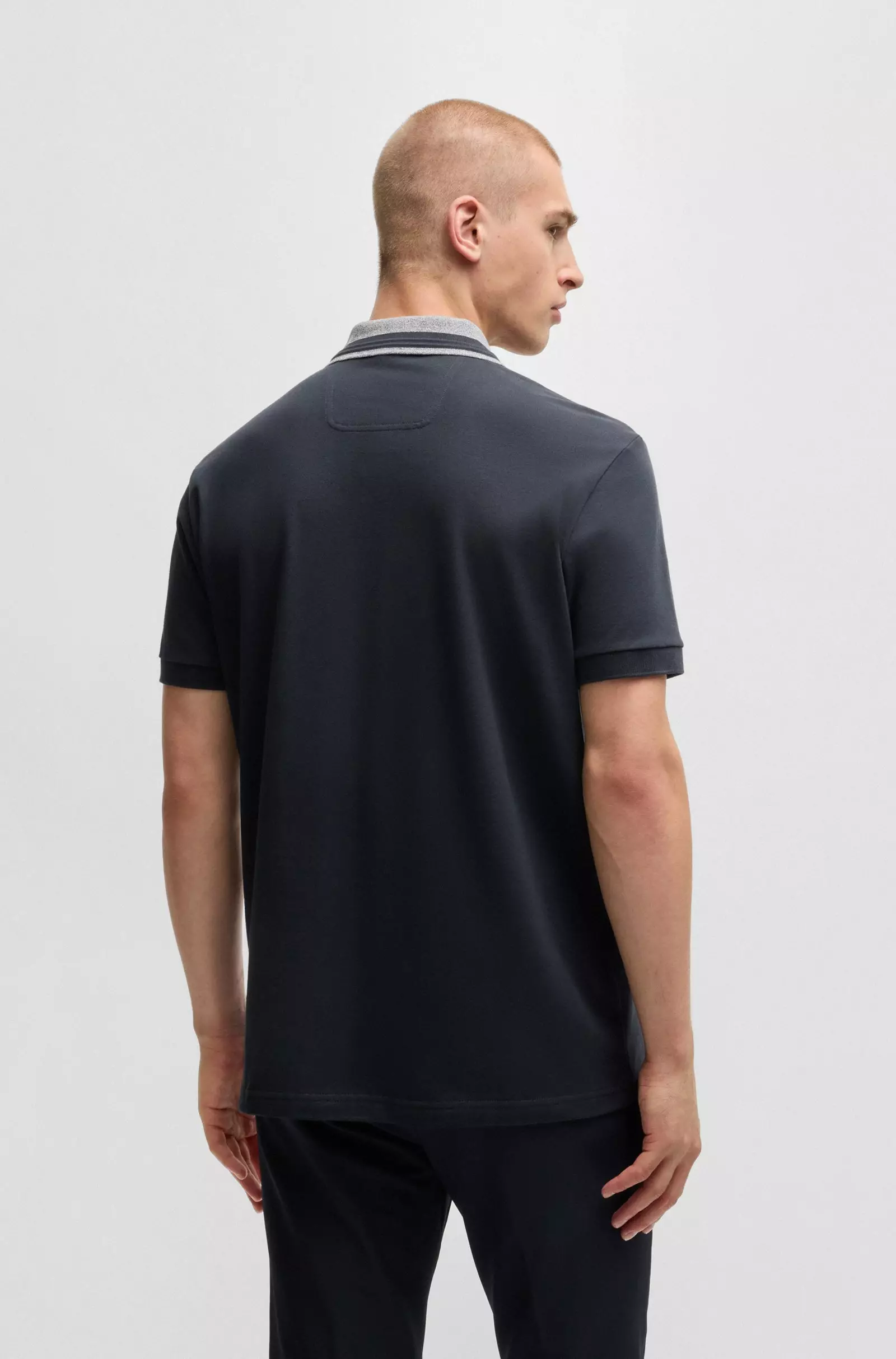 Boss Stretch-cotton polo shirt with logo detail