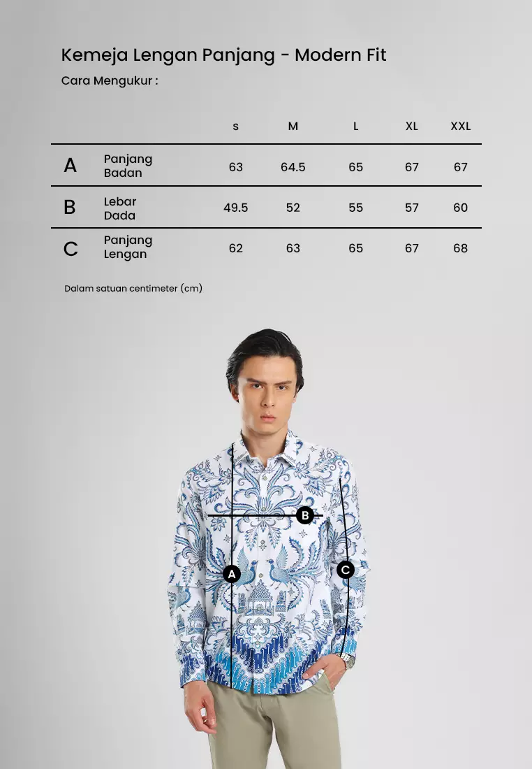 MANZONE - Kemeja Batik Lengan Panjang Pria Pramudjo Modern Fit - Blue Warna Blue