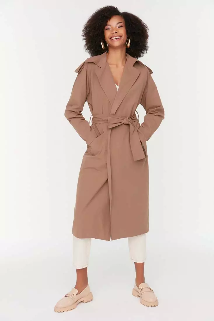 Trendyol Tie Waist Longline Trench Coat 2024 Buy Trendyol Online