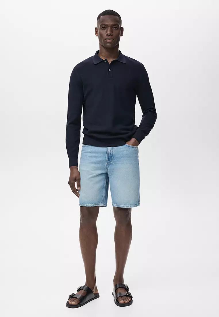 Micro-Structured Cotton Polo Shirt