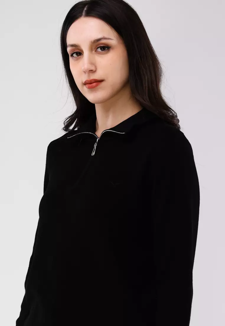 Knitted Plain Long Sleeve Blouse