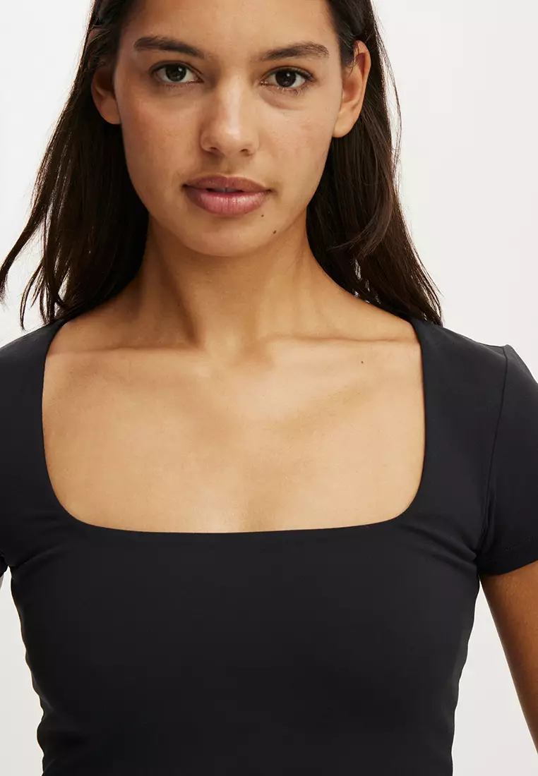 Ultra Soft Square Neck Fitted T-Shirt