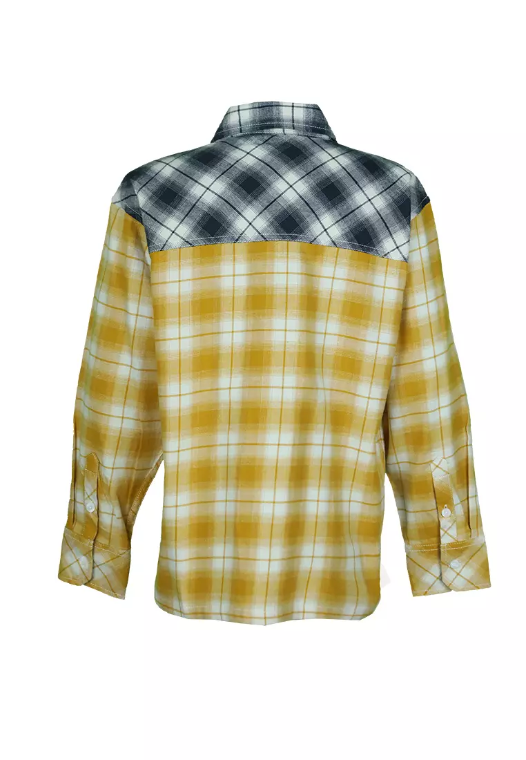 Pito Dito Boy Argiminto Kemeja Panjang Anak Kuning Motif Kotak - Size 4