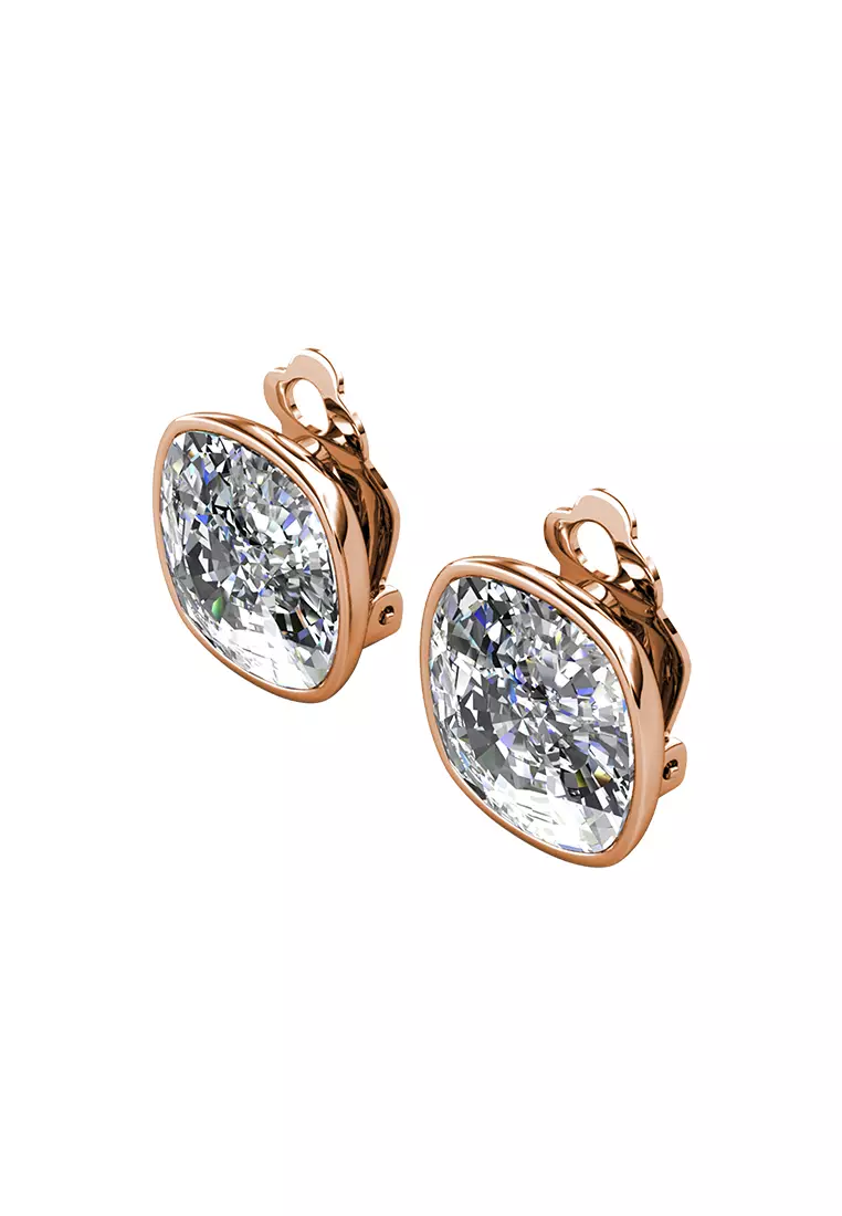 Squarish Clip Earring RG - Anting Jepit Crystal Luvea Premium Collection by Her Jewellery
