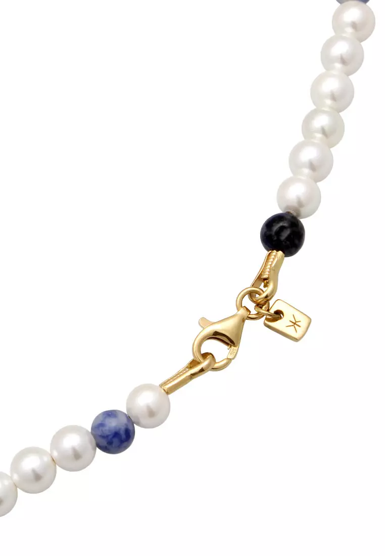 EXCLUSIVE Kalung Perhiasan Perak 925 Pria Shell Core Beads Gold Plated