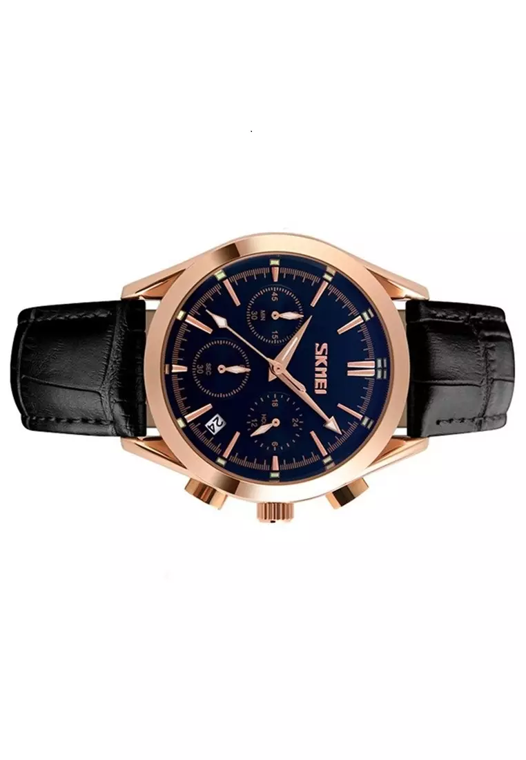 Jam Tangan Casual Analog Pria Waterproof 30m Strap Tali Material PU Leather MD77 ORIGINAL