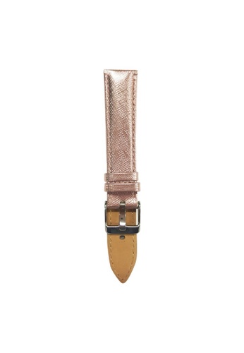 Aries Gold pink ARIES GOLD METALLIC ROSE SAFFIANO AG-L0028-18 LEATHER STRAP 64BABACC851611GS_1