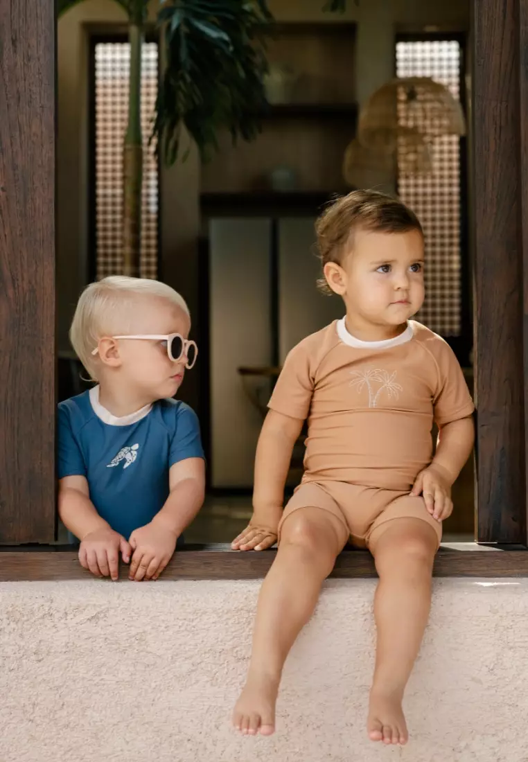 Noël Au Soleil Baby Unisex Short Sleeved Bébé Rompers Diving - Warm Cocoa