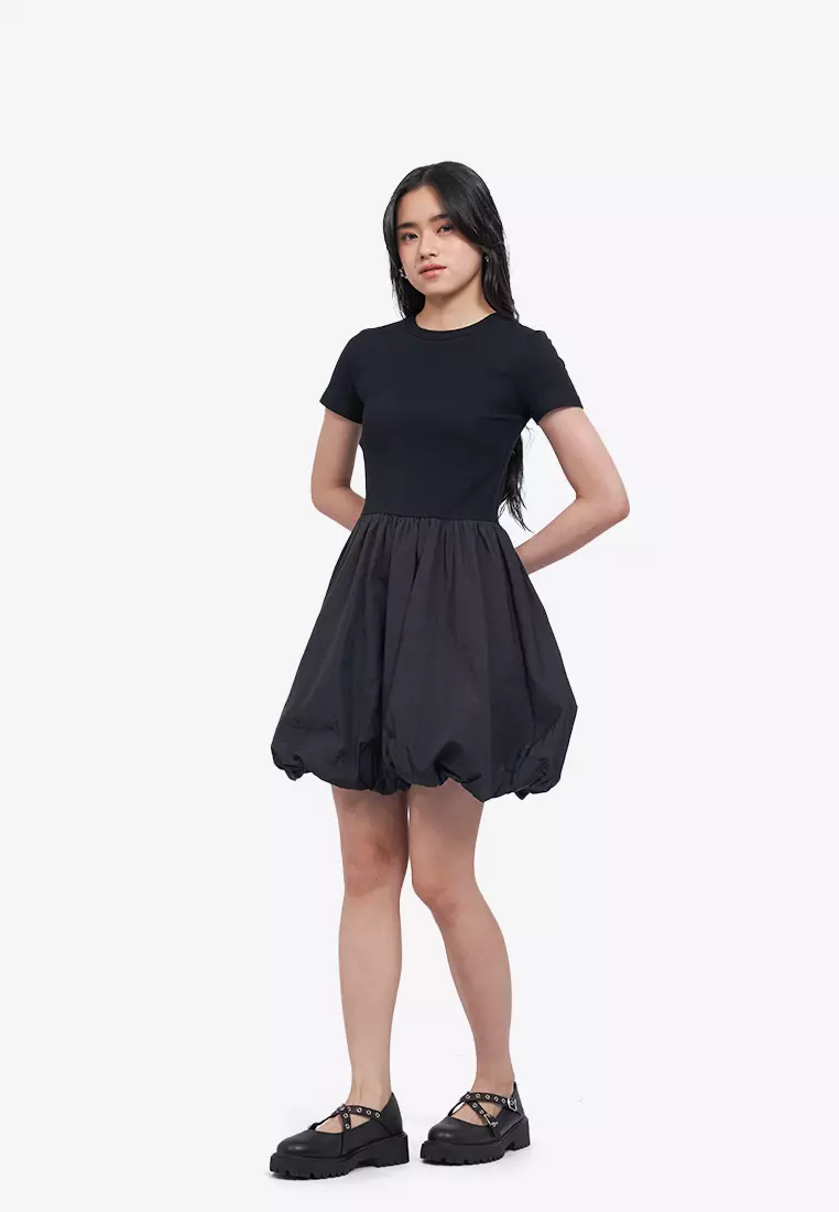 Short Sleeve Balloon Mini Dress