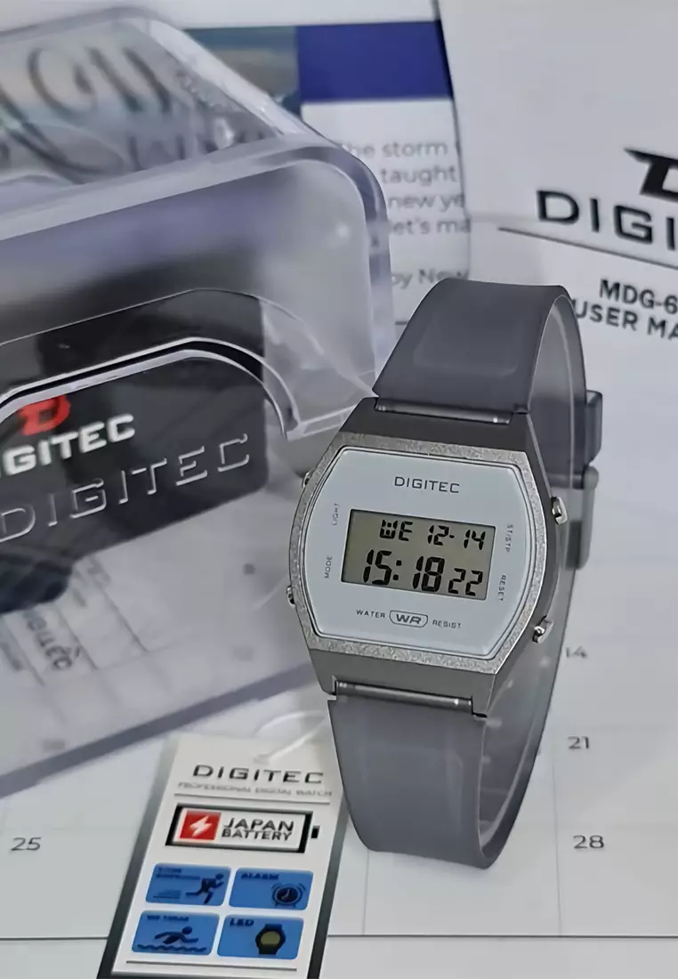 Digitec - Female Digital Watches - Jam Tangan Digital Wanita - Grey - Resin Strap - 6062-G