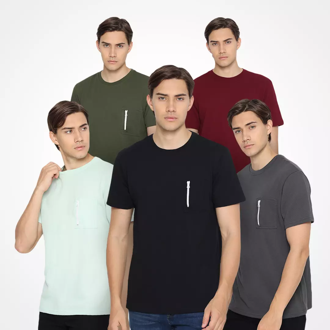 MATSUDA Kaos Polos 24S Texture Honeycomb T Shirt Saku Zipper Koka