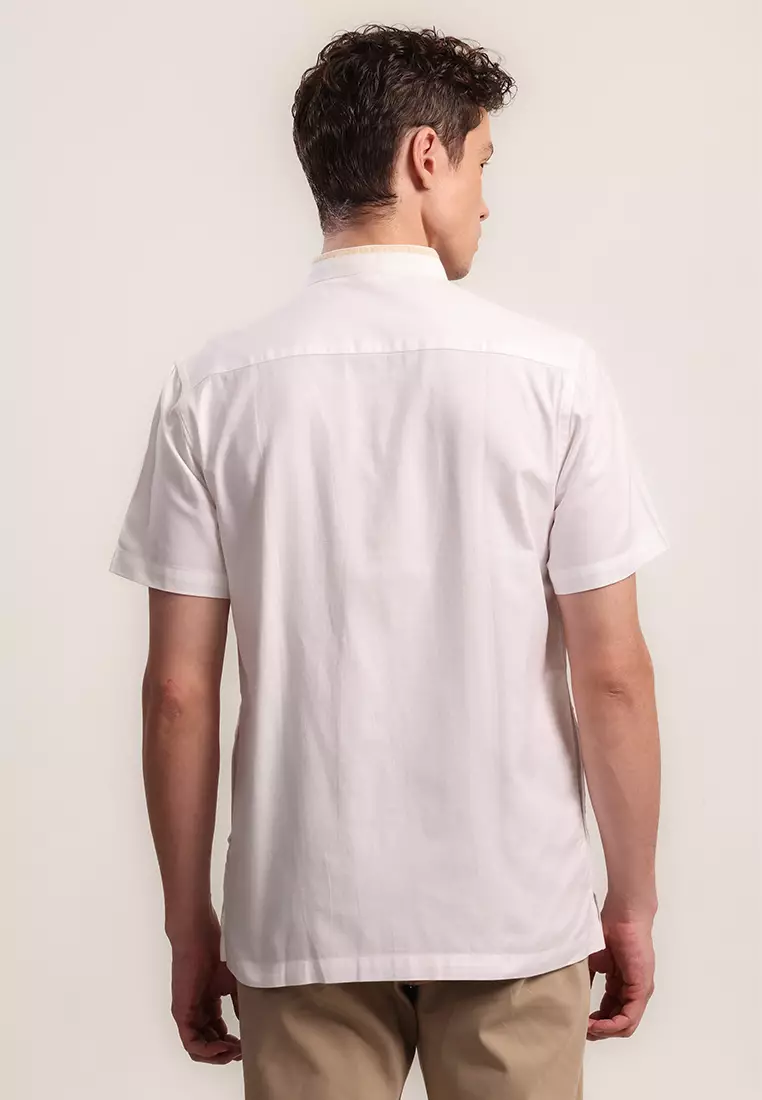 MOC Kemeja Shanghai Lengan Pendek Pria Toro A - White